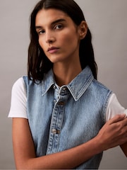 Calvin Klein Blue Sleevelesss Denim Trucker Dress - Image 5 of 8