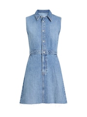 Calvin Klein Blue Sleevelesss Denim Trucker Dress - Image 7 of 8