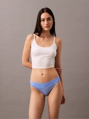 Calvin Klein Blue Logo Lace Trim Low Rise Bikini Briefs - Image 1 of 7