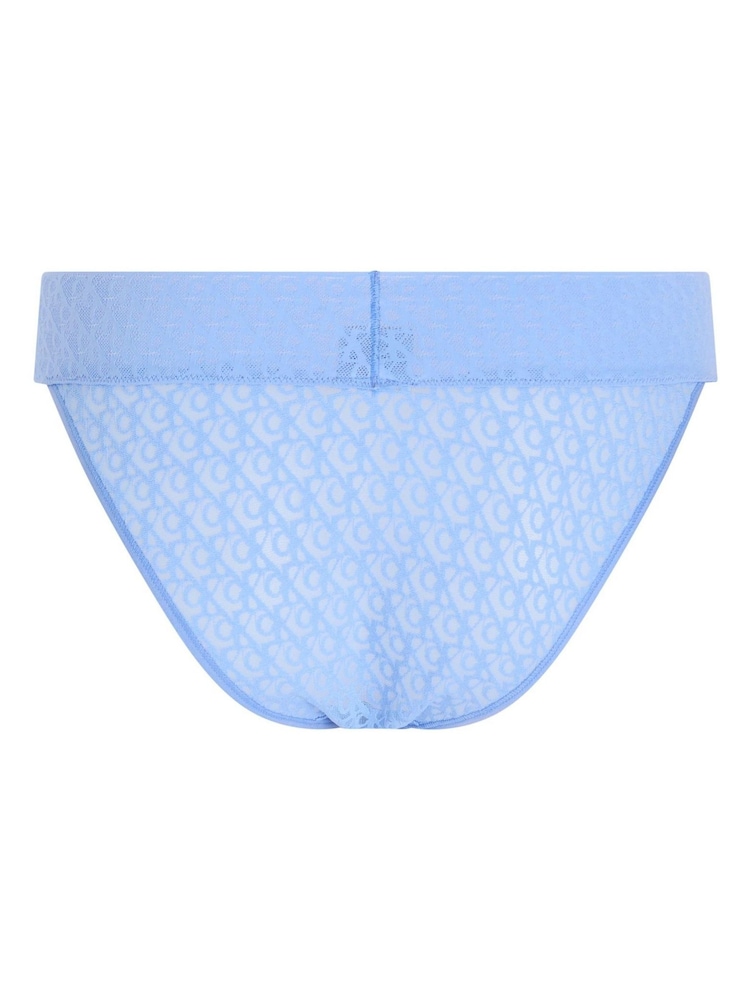 Calvin Klein Blue Logo Lace Trim Low Rise Bikini Briefs - Image 6 of 7
