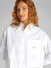 Calvin Klein White Ecru Relaxed 100% Cotton Long Sleeve Shirt - Image 4 of 7