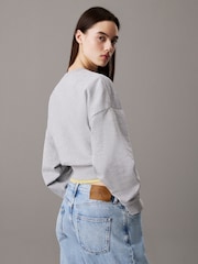 Calvin Klein Grey Relaxed Terry Crew Neck Sweatshirt - Image 2 of 5