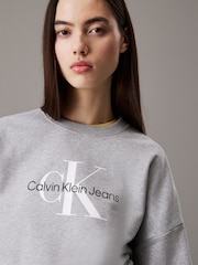 Calvin Klein Grey Relaxed Terry Crew Neck Sweatshirt - Image 3 of 5