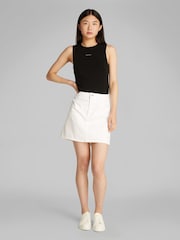 Calvin Klein White Mini Denim Skirt - Image 2 of 7