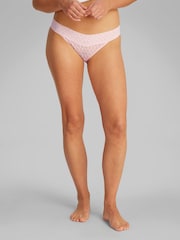 Calvin Klein Pink Logo Lace Trim Low Rise Bikini Briefs - Image 1 of 5
