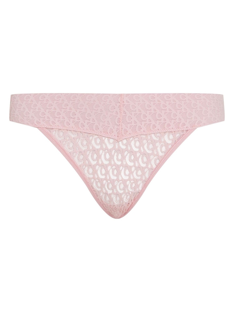 Calvin Klein Pink Logo Lace Trim Low Rise Bikini Briefs - Image 5 of 5