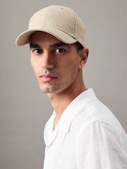 Calvin Klein Cream Linen Baseball Cap - Image 5 of 5