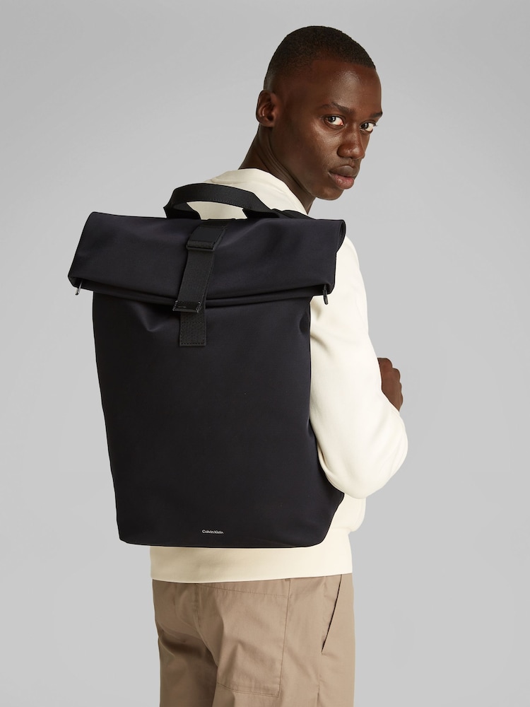 Calvin Klein Black Rolltop Backpack - Image 5 of 5