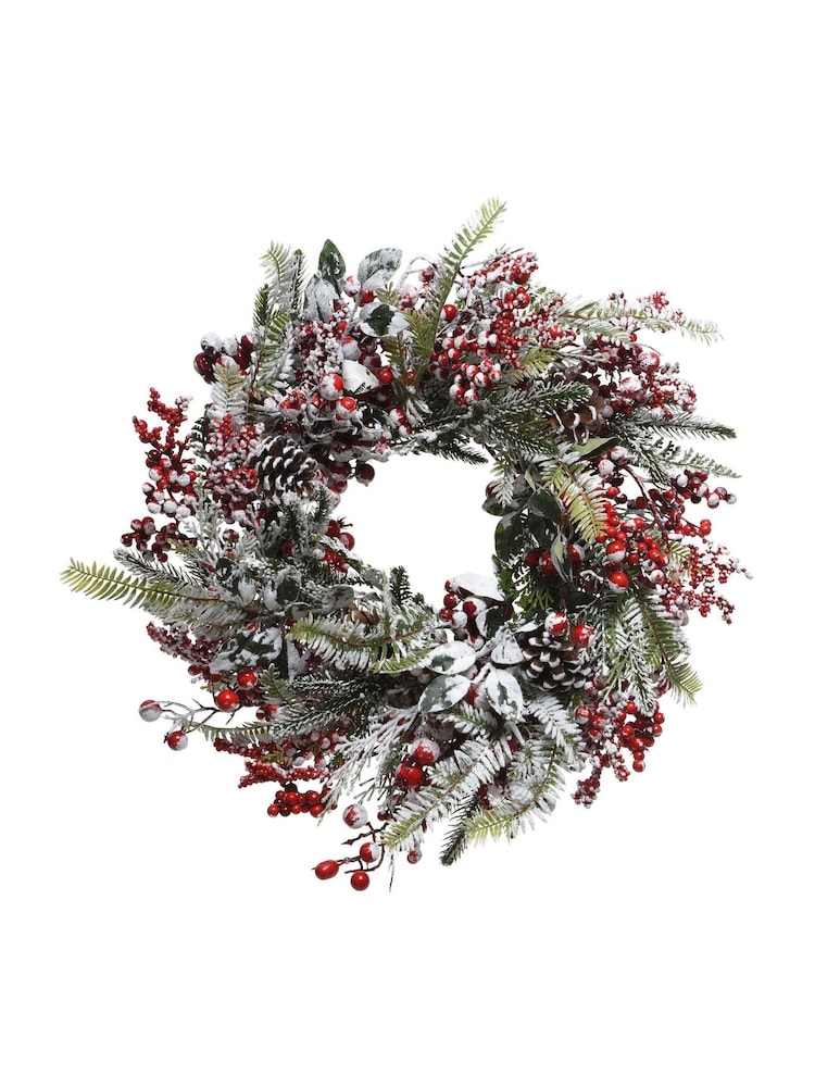 Everlands Red Snowy 40cm Christmas Wreath - Image 2 of 3 Everlands Red Snowy 40cm Christmas Wreath - Image 2 of 3