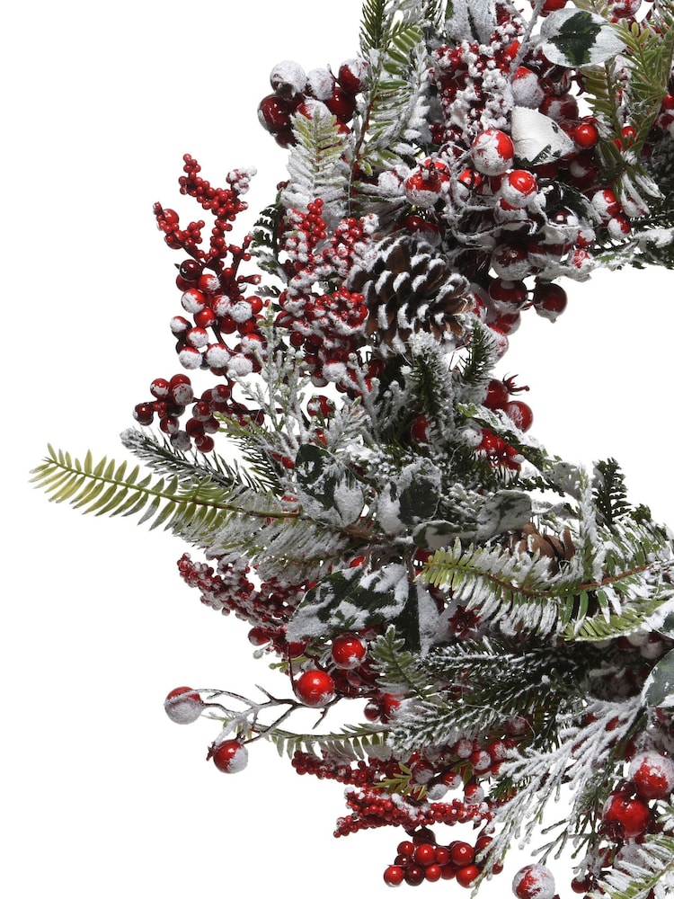 Everlands Red Snowy 40cm Christmas Wreath - Image 3 of 3 Everlands Red Snowy 40cm Christmas Wreath - Image 3 of 3