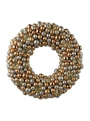 Decoris Champagne Gold 33cm Shatterproof Mini Bauble Christmas Wreath - Image 2 of 3