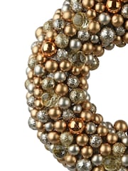 Decoris Champagne Gold 33cm Shatterproof Mini Bauble Christmas Wreath - Image 3 of 3