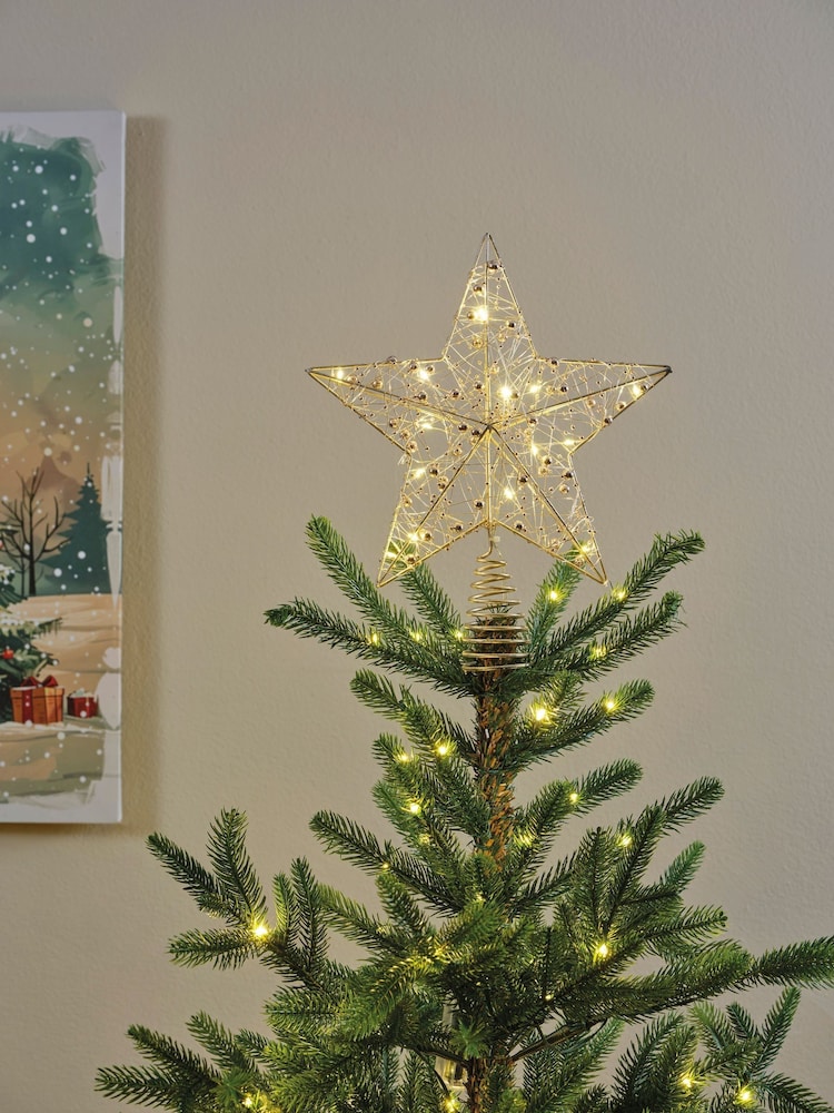 Lumineo Gold Tone Lit Star Christmas Tree Topper - Image 1 of 3 Lumineo Gold Tone Lit Star Christmas Tree Topper - Image 1 of 3