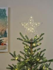 Lumineo Silver Tone Lit Star Christmas Tree Topper - Image 1 of 2