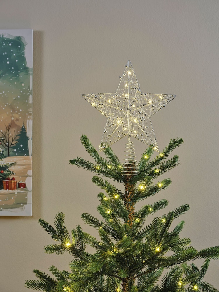 Lumineo Silver Tone Lit Star Christmas Tree Topper - Image 1 of 2 Lumineo Silver Tone Lit Star Christmas Tree Topper - Image 1 of 2