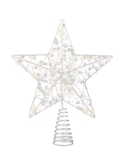 Lumineo Silver Tone Lit Star Christmas Tree Topper - Image 2 of 2