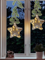 Lumineo Clear Pre Lit LED Hanging Christmas Star Bauble - Image 1 of 3