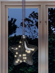 Lumineo Smoke Grey Pre Lit LED Hanging Star Christmas Bauble - Image 2 of 3