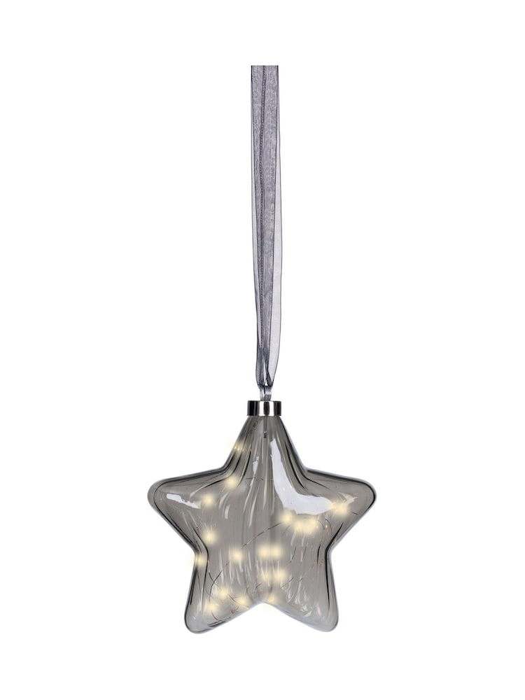 Lumineo Smoke Grey Pre Lit LED Hanging Star Christmas Bauble - Image 3 of 3 Lumineo Smoke Grey Pre Lit LED Hanging Star Christmas Bauble - Image 3 of 3