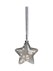 Lumineo Smoke Grey Pre Lit LED Hanging Star Christmas Bauble - Image 4 of 4