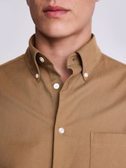 MOSS Brown Washed Oxford 100% Cotton Shirt - Image 4 of 5