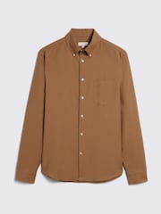 MOSS Brown Washed Oxford 100% Cotton Shirt - Image 5 of 5
