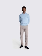 MOSS Blue Merino Blend Quarter Zip Jumper - Image 2 of 5