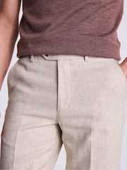 MOSS Natural Tailored Herringbone Trousers - Image 3 of 3