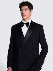 MOSS Black Tailored Fit Double Breasted Peak Lapel Tuxedo Jacket - Image 1 of 5