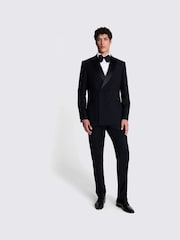 MOSS Black Tailored Fit Double Breasted Peak Lapel Tuxedo Jacket - Image 3 of 5