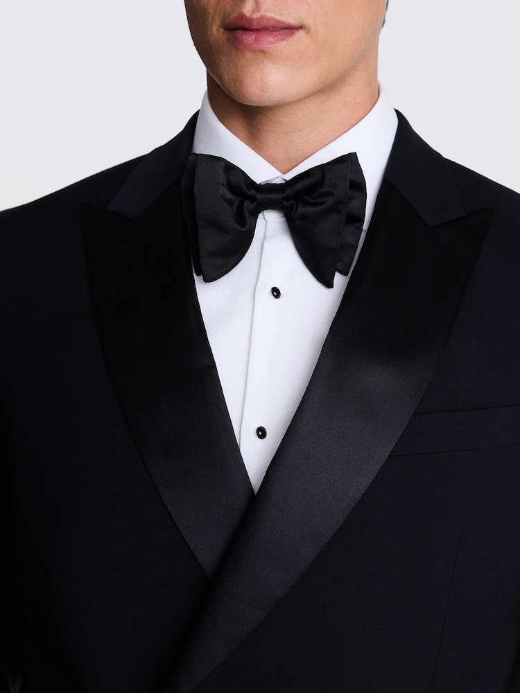 MOSS Black Tailored Fit Double Breasted Peak Lapel Tuxedo Jacket - Image 4 of 5