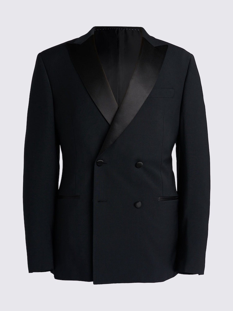 MOSS Black Tailored Fit Double Breasted Peak Lapel Tuxedo Jacket - Image 5 of 5