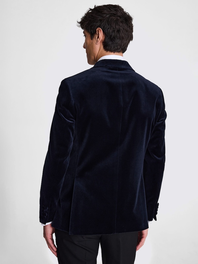 MOSS Blue Tailored Fit 100% Cotton Velvet Jacket - Image 2 of 4