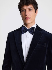 MOSS Blue Tailored Fit 100% Cotton Velvet Jacket - Image 3 of 4