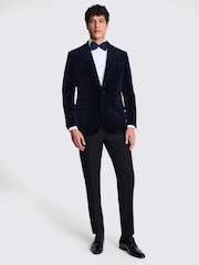 MOSS Blue Tailored Fit 100% Cotton Velvet Jacket - Image 4 of 4