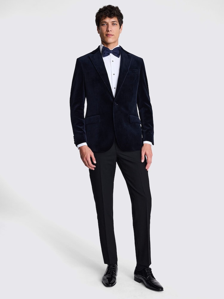 MOSS Blue Tailored Fit 100% Cotton Velvet Jacket - Image 4 of 4