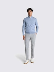 MOSS Light Blue Merino Blend Quarter Zip Jumper - Image 2 of 5
