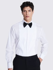 MOSS White Regular Fit 100% Cotton Pleated Dress Shirt - Image 1 of 4