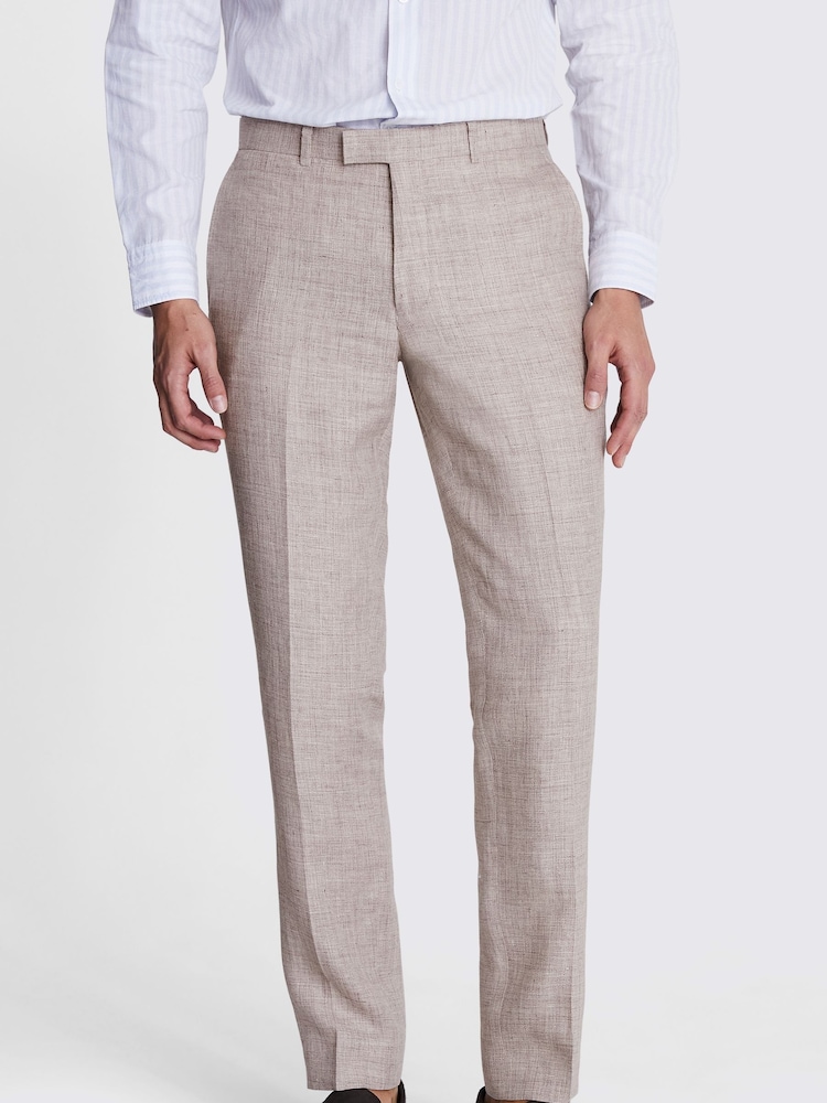 MOSS Natural Slim Fit Linen Trousers - Image 1 of 3