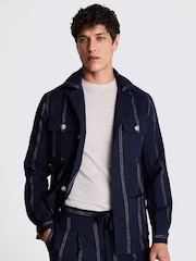 MOSS Blue Stripe Safari Shacket - Image 1 of 5