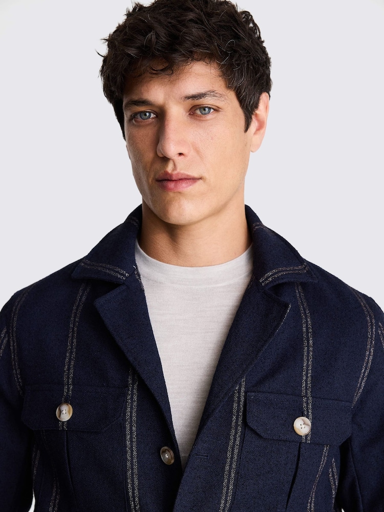MOSS Stripe Safari Shacket - Image 4 of 5