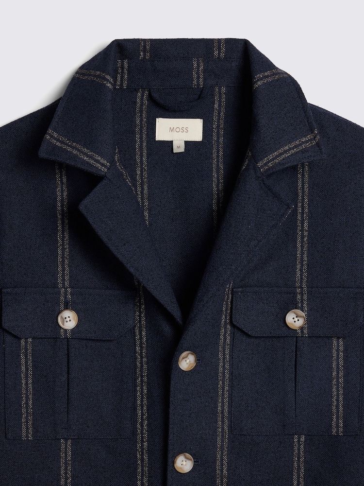 MOSS Blue Stripe Safari Shacket - Image 5 of 5