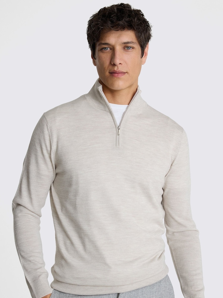 MOSS Natural Merino Blend Quarter Zip Jumper - Image 1 of 5