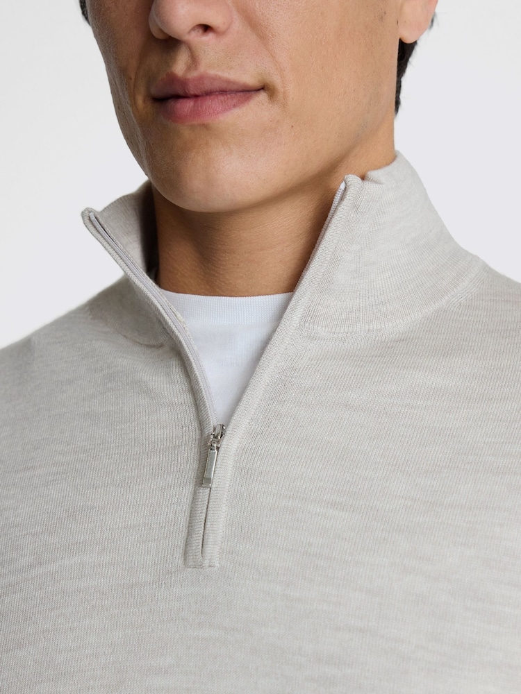 MOSS Natural Merino Blend Quarter Zip Jumper - Image 3 of 5