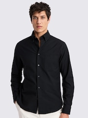 MOSS Black Washed Oxford 100% Cotton Shirt - Image 1 of 4