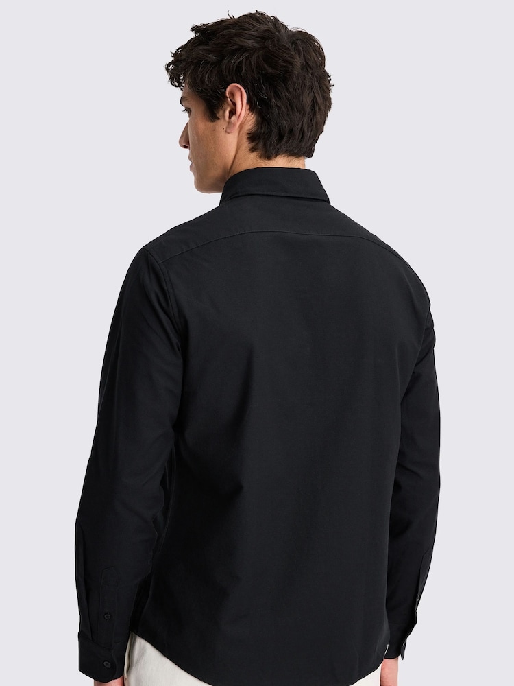 MOSS Black Washed Oxford 100% Cotton Shirt - Image 2 of 4