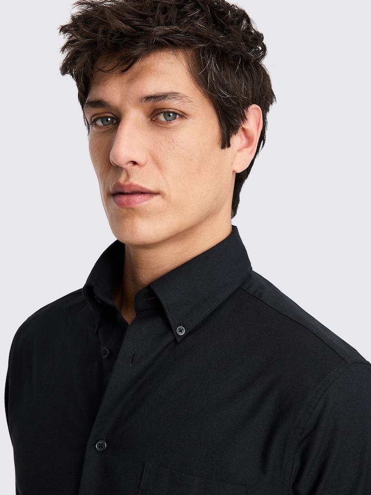 MOSS Black Washed Oxford 100% Cotton Shirt - Image 4 of 4 MOSS Black Washed Oxford 100% Cotton Shirt - Image 4 of 4