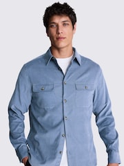 MOSS Blue 100% Cotton Lightweight Corduroy Overshirt - Image 1 of 5