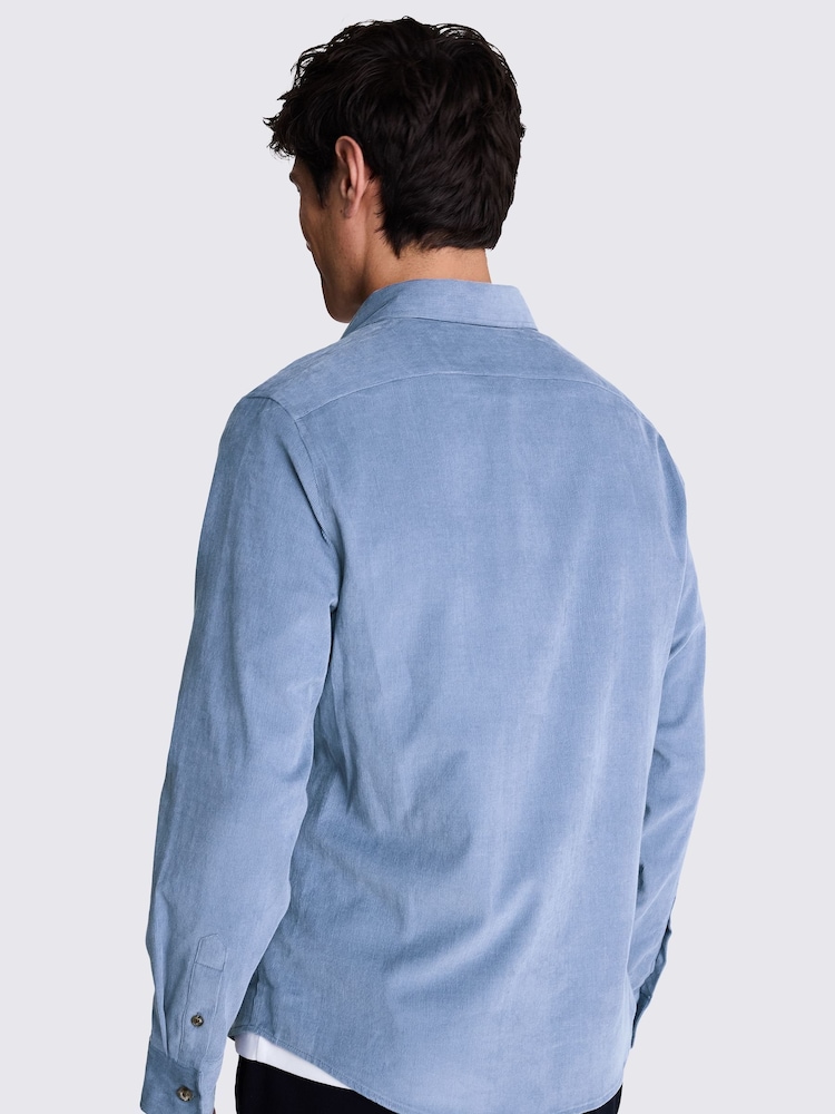 MOSS Blue 100% Cotton Lightweight Corduroy Overshirt - Image 2 of 5