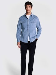 MOSS Blue 100% Cotton Lightweight Corduroy Overshirt - Image 3 of 5